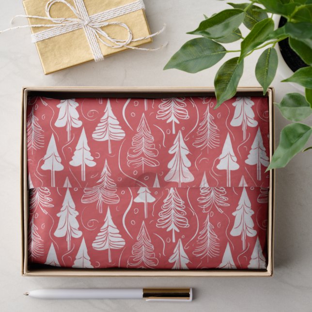 Roter Weihnachtsmuster#6 ID1009 Seidenpapier (Geschenk)