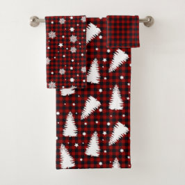 Roter Weihnachtsmuster  Badhandtuch Set