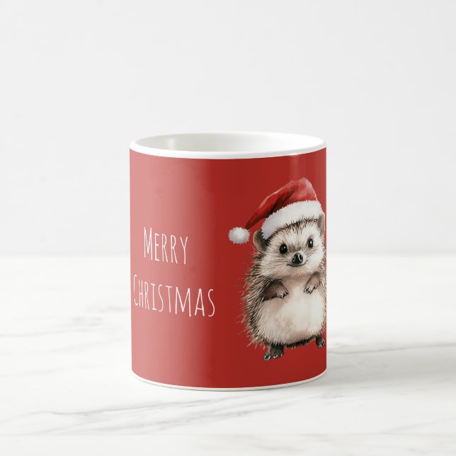 Roter Weihnachtsmützen-Igel Kaffeetasse (Mittel)