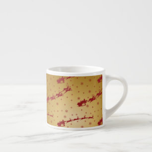 Roter Weihnachtssleih auf Gold Espressotasse
