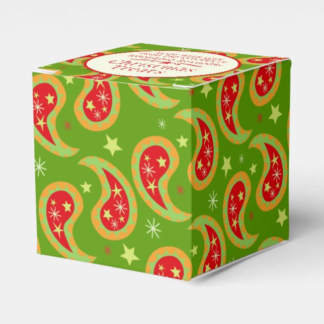 Roter Weihnachtsstar-Paisley-Geschenkboxen Geschenkschachtel (Vorderseite)