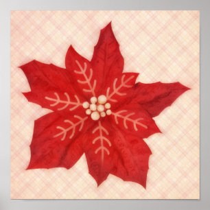 Roter Weihnachtsstern-Blumen-Weihnachts-Kunstposte Poster