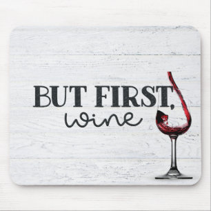 Roter Wein auf Holz Mousepad