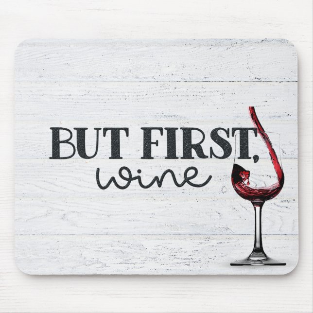 Roter Wein auf Holz Mousepad (Vorne)