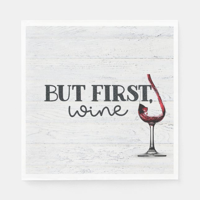 Roter Wein auf weißem Holz Serviette (Vorderseite)