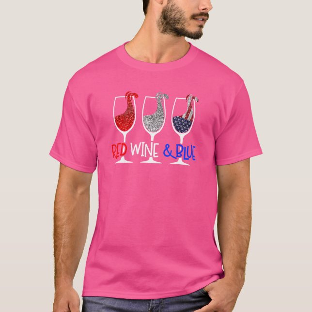 Roter Wein Blaue Brille Drink Platz 4 der T-Shirt (Vorderseite)