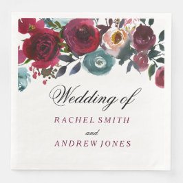 Roter Wein Burgund Blumenhochzeit Serviette