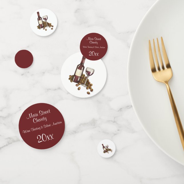 Roter Wein Degustation Glass Flasche Trauben Wohlt Konfetti (Gruppe)