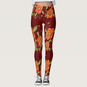 Roter Wein Flower Leggings