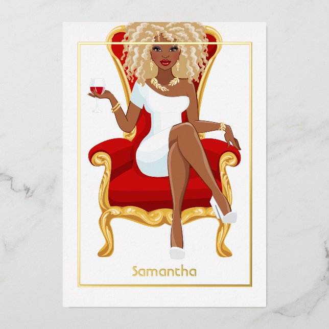 Roter Wein Geburtstagskarte Folieneinladung (Vorderseite)