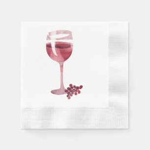Roter Wein Glas und Trauben Wasserfarbe Serviette