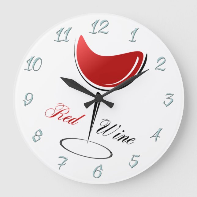 Roter Wein Große Wanduhr (Vorderseite)