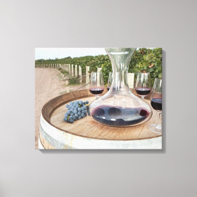 Roter Wein im Weingarten Leinwanddruck (Vorderseite)