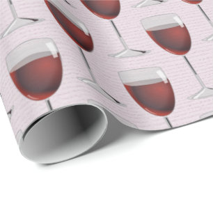 Roter Wein in Rosa Geschenkpapier