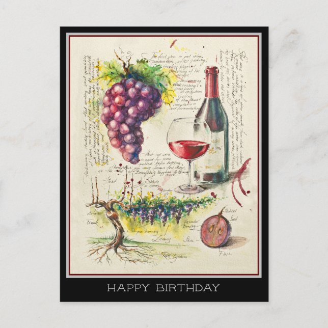 Roter Wein Postkarte (Vorderseite)