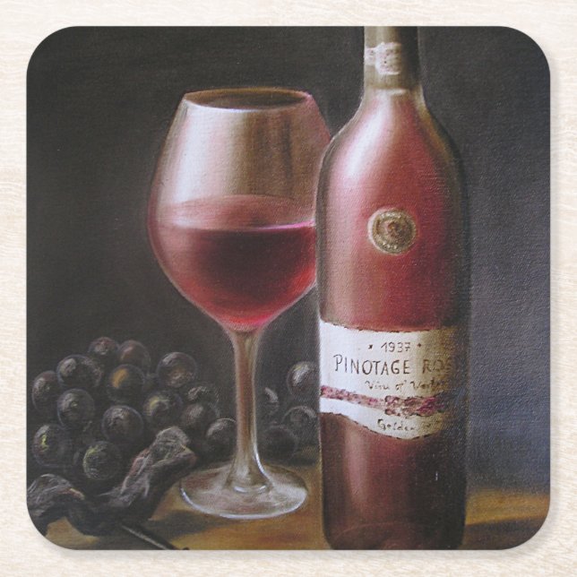 Roter Wein Rechteckiger Pappuntersetzer (Vorderseite)