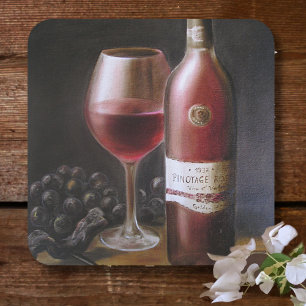 Roter Wein Rechteckiger Pappuntersetzer