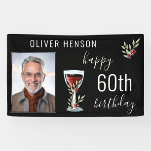 Roter Wein Rose Aquarell Foto 60. Geburtstag Banner