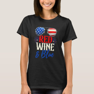 Roter Wein und Blau 4. Juli US-amerikanische Flagg T-Shirt