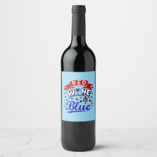 Roter Wein und Blau Weinetikett