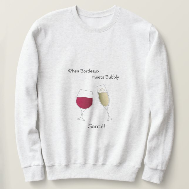 Roter Wein und Champagner Toasts Feiern Sweatshirt (Design vorne)