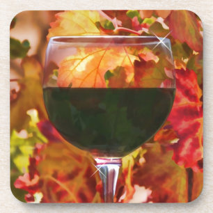 Roter Wein und Glas Untersetzer