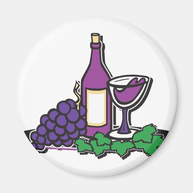 Roter Wein und Lila Trauben Magnet (Vorne)