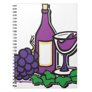 Roter Wein und Lila Trauben Notizblock