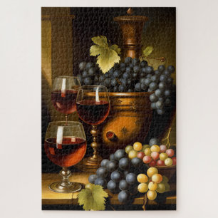 Roter Wein und Trauben Puzzle