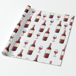 Roter Wein und Weinglas Geschenkpapier