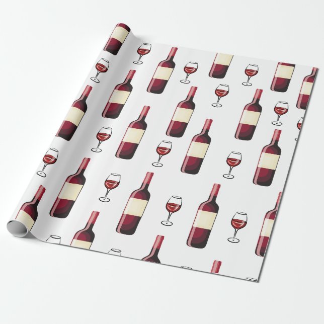 Roter Wein und Weinglas Geschenkpapier (Ungerollt)