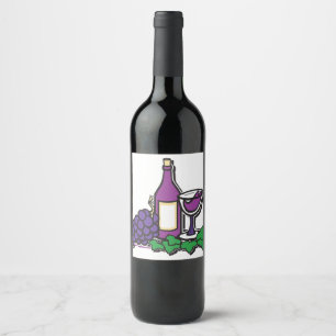 Roter Wein und Weintrauben Weinetikett