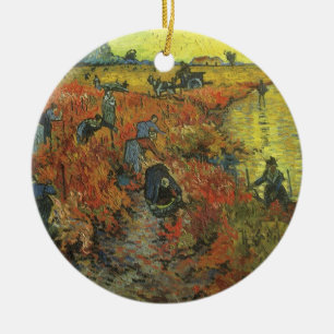 Roter Weinberg von Vincent van Gogh, Vintage Kunst Keramikornament