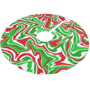 Roter weiße und grüne Weihnachtswirbel Polyester Weihnachtsbaumdecke