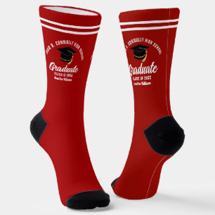 Roter Weißer Absolvent Personalisierter Abschluss Socken