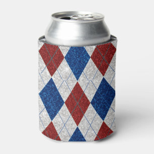 Roter, Weißer, Blauer Argyle 4. Juli Glitter Dosenkühler