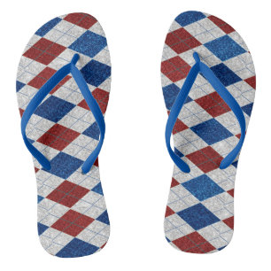 Roter, Weißer, Blauer Argyle 4. Juli Glitter Flip Flops
