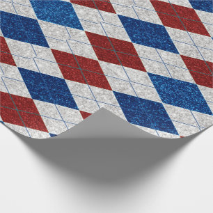 Roter, Weißer, Blauer Argyle 4. Juli Glitter Geschenkpapier