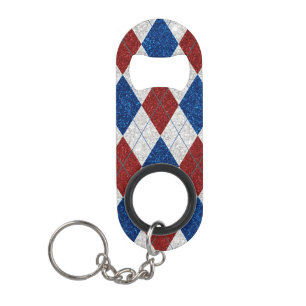 Roter, Weißer, Blauer Argyle 4. Juli Glitter Mini Flaschenöffner