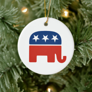 Roter Weißer Blauer Elefant Wahlkampf-Saison Halbz Keramik Ornament