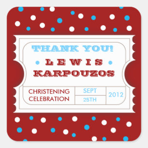 Roter weißer blauer Karneval danken Ihnen, Quadratischer Aufkleber