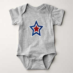 Roter, Weißer, Blauer Stern Juli 4 Glitter Baby Strampler