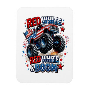 Roter Weißer Boom-Monstertruck Magnet
