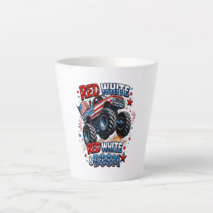Roter Weißer Boom-Monstertruck Milchtasse