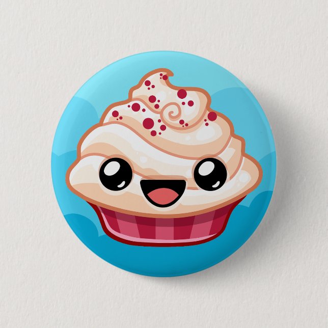Roter/Weißer Cupcake - Happy Jump Button (Vorderseite)