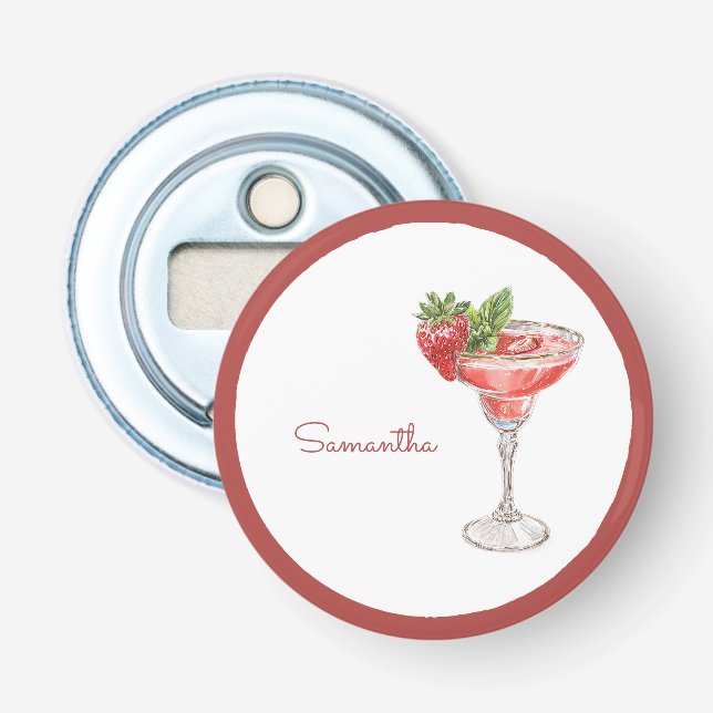 Roter Weißer Erdbeercocktail-Getränk Flaschenöffner (Vorderseite)