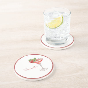 Roter Weißer Erdbeercocktail-Getränk Getränkeuntersetzer