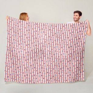 Roter Weißer Glitzer Blaue Stars Streifen Fleecedecke