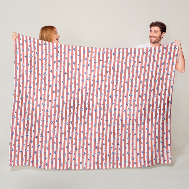 Roter Weißer Glitzer Blaue Stars Streifen Fleecedecke (Beispiel)