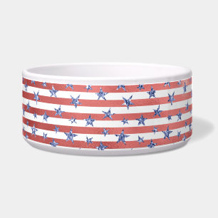 Roter Weißer Glitzer Blaue Stars Streifen Napf